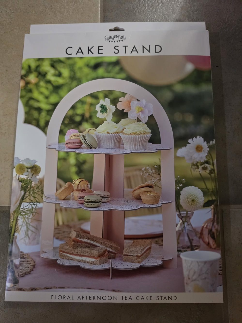 Ginger Ray Floral Afternoon Tea Cake Stand - Pink and White